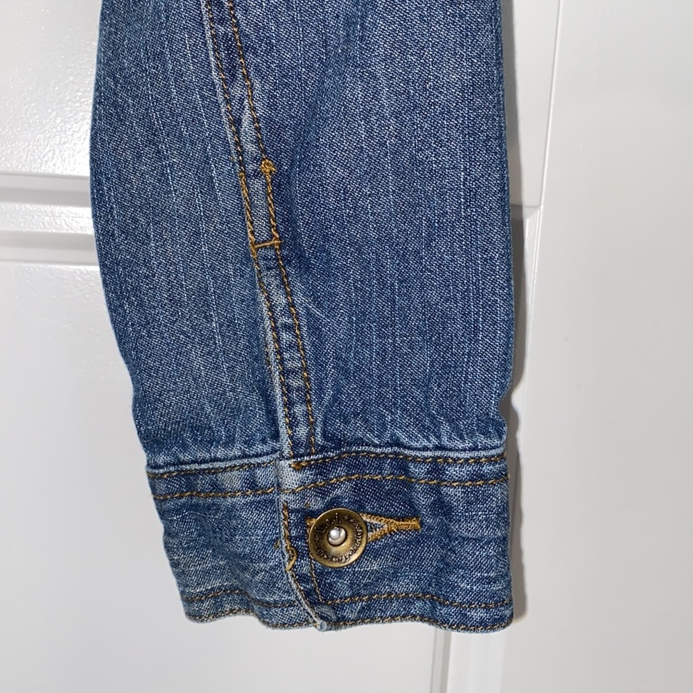 2010 l.e.i. Cropped Jean Jacket Juniors Size Large - Picture 4 of 11